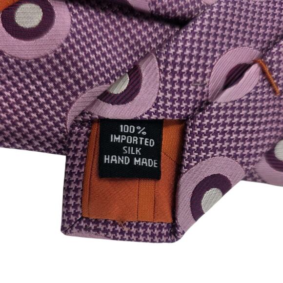 Ben Sherman Silk Neck Tie Purple Circles Classic Handmade Preppy Executive - Picture 3 of 7